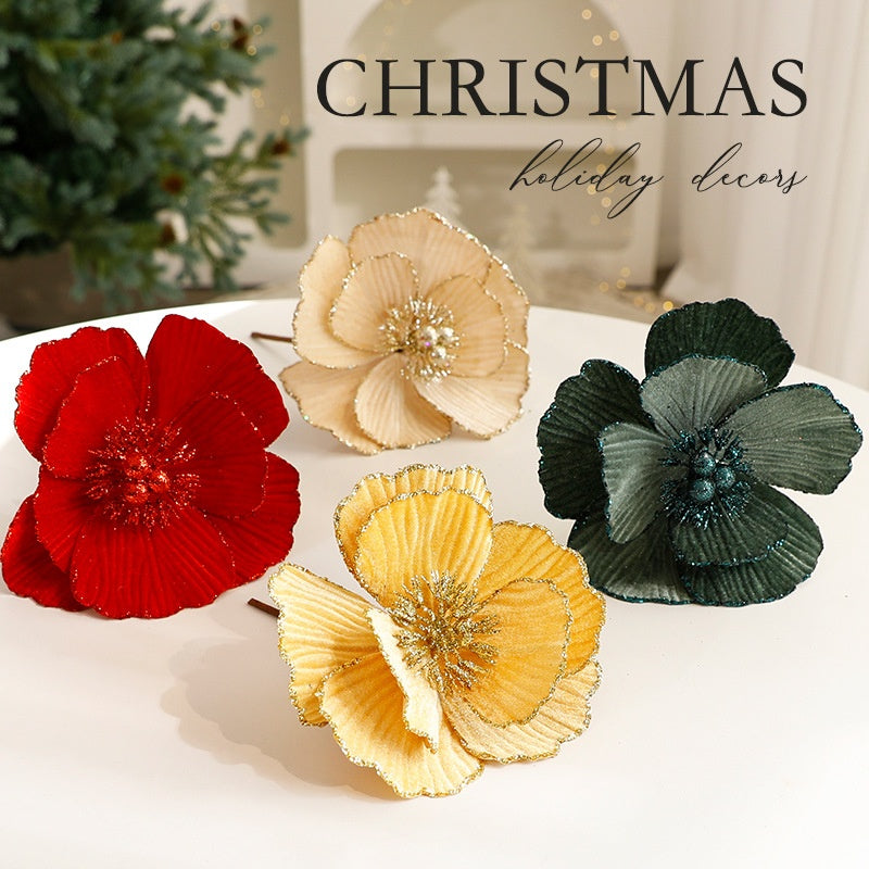 Artificial Christmas Flowers – Elegant Glitter Decor