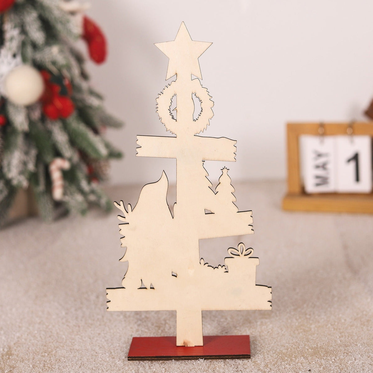 Wooden Christmas Table Decor for Cheerful Holiday Charm