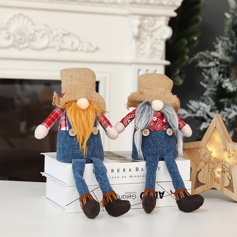Rustic Christmas Cowboy Dolls for Festive Shelf Decor