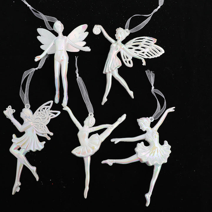 Pearlescent Angel & Ballerina Christmas Ornaments Set of 5