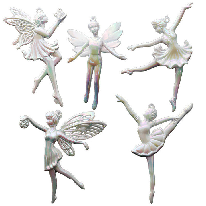 Pearlescent Angel & Ballerina Christmas Ornaments Set of 5