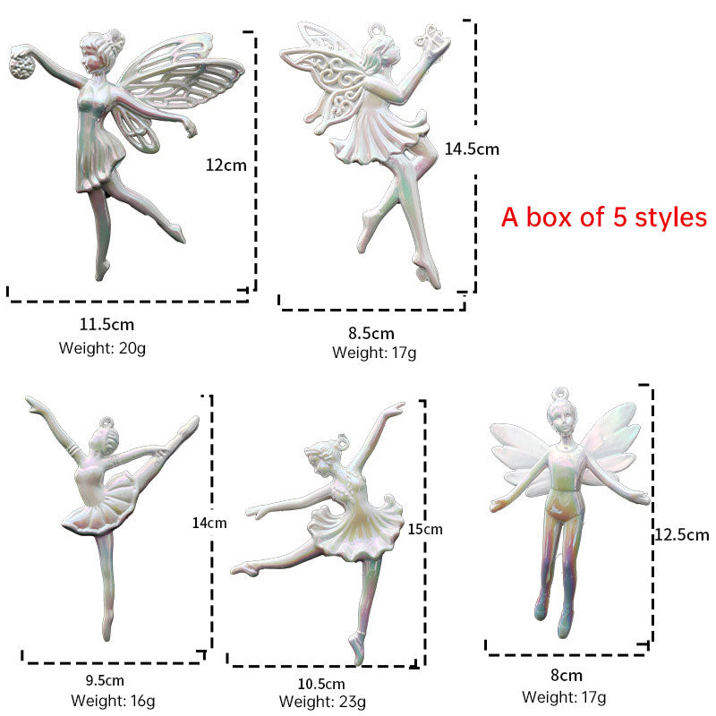 Pearlescent Angel & Ballerina Christmas Ornaments Set of 5