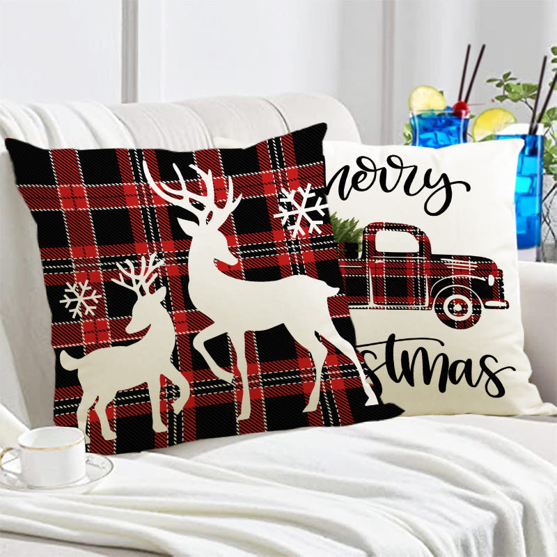 Christmas Pillow Covers With Festive Deer & Snowflakes