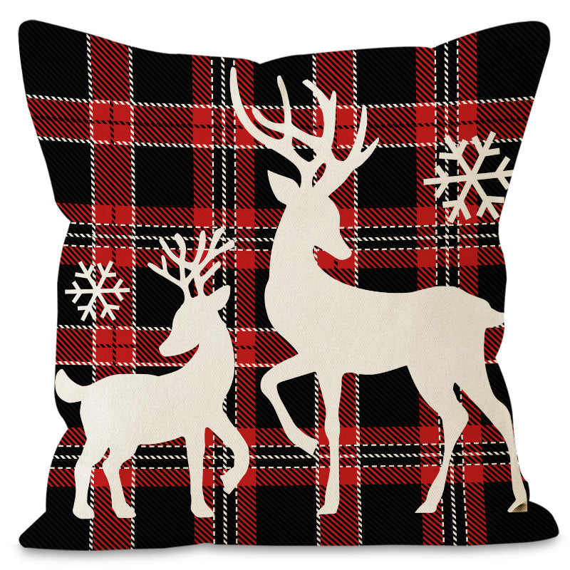 Christmas Pillow Covers With Festive Deer & Snowflakes