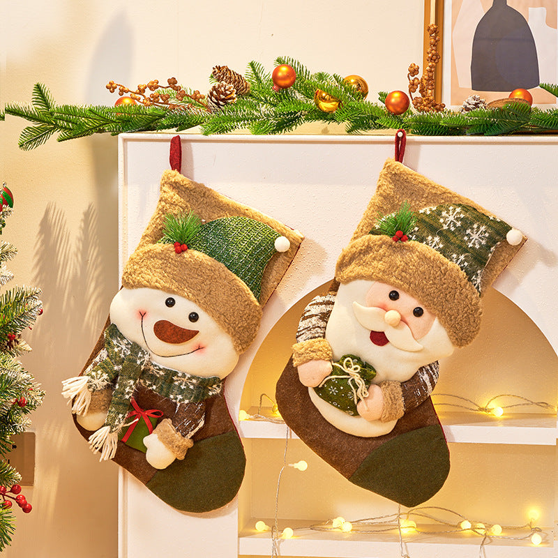 Christmas Character Stocking - Santa & Snowman Gift Bag