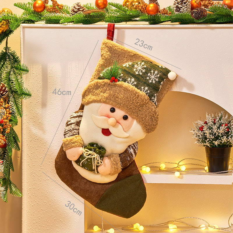 Christmas Character Stocking - Santa & Snowman Gift Bag