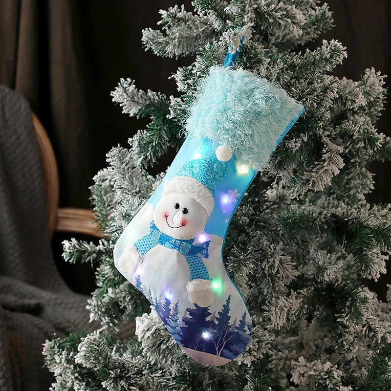 Light-Up Christmas Snowman Stocking Gift Bag Decor