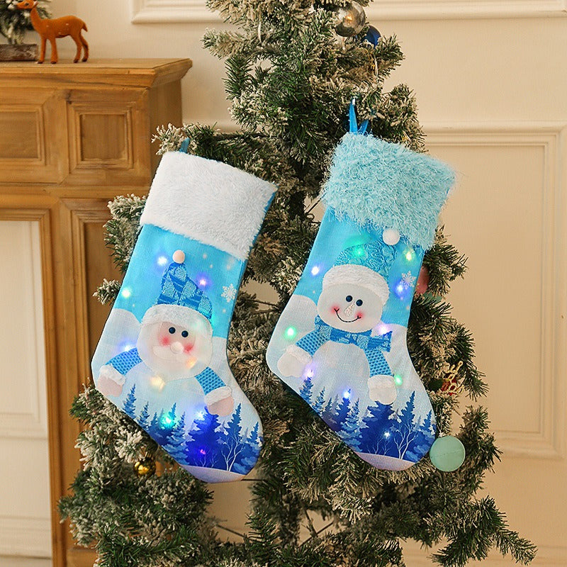 Light-Up Christmas Snowman Stocking Gift Bag Decor