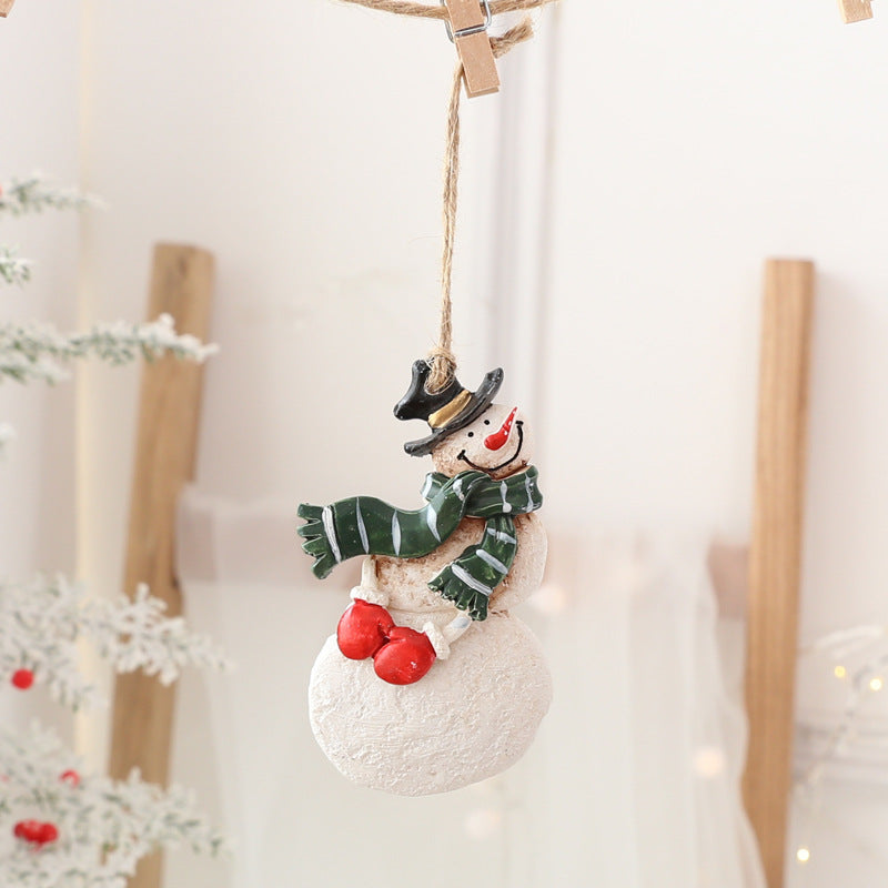 Christmas Tree Ornaments: Hand-Painted Rustic Resin Set