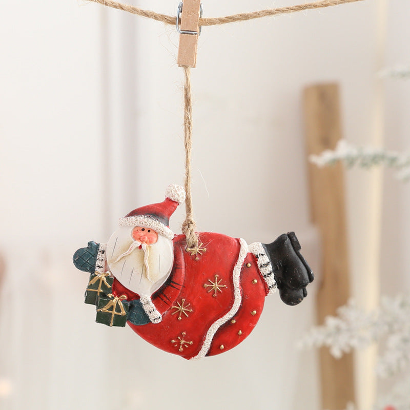 Christmas Tree Ornaments: Hand-Painted Rustic Resin Set