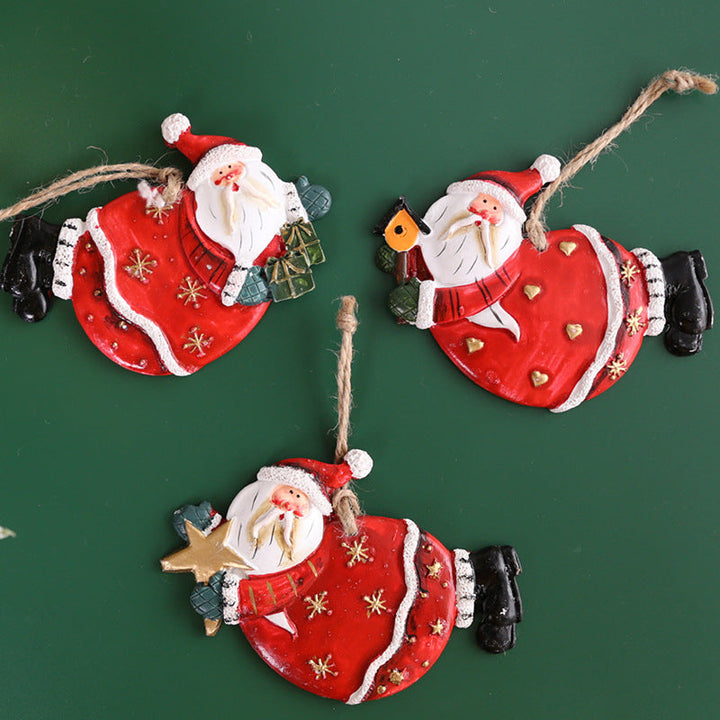 Christmas Tree Ornaments: Hand-Painted Rustic Resin Set