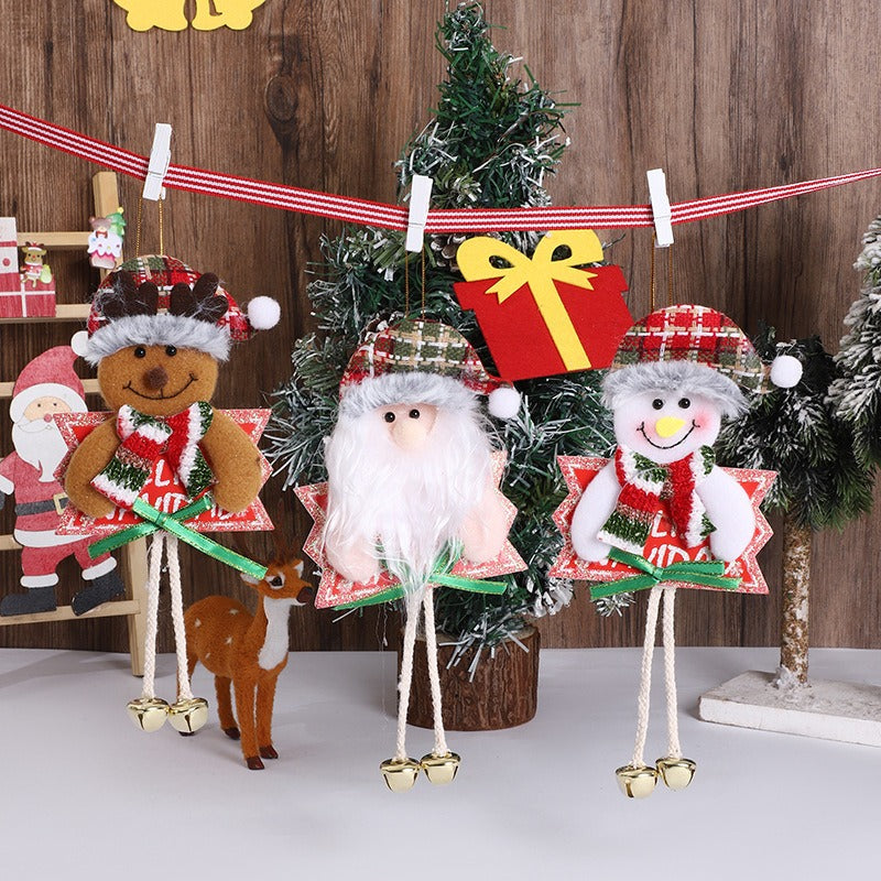 Christmas Character Pendant with Dangling Legs & Bells