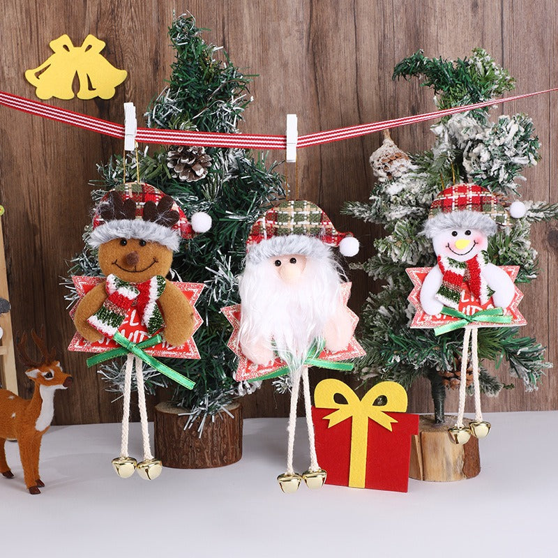 Christmas Character Pendant with Dangling Legs & Bells