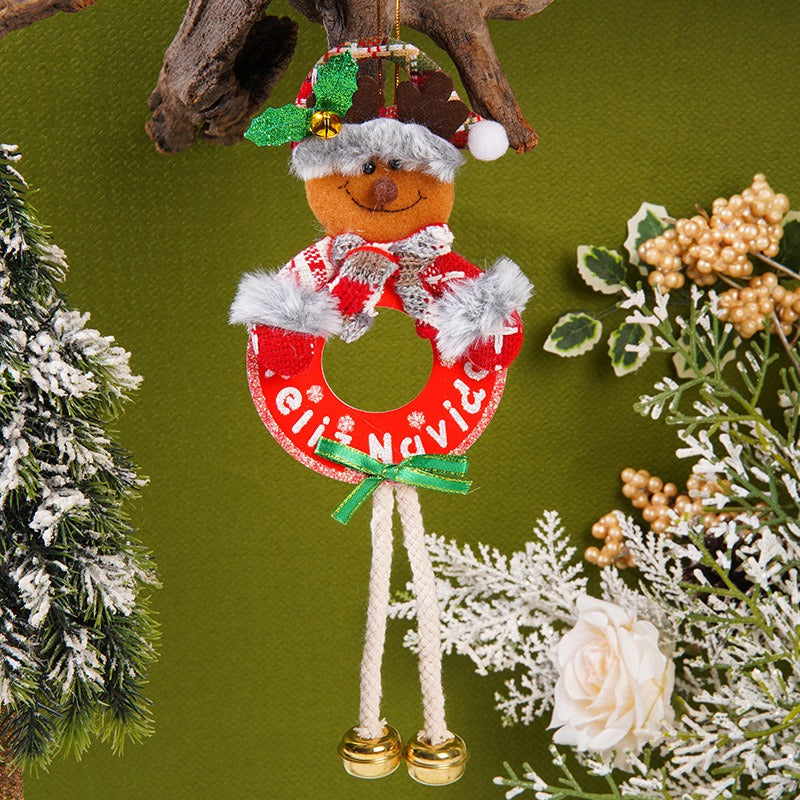 Plush Christmas Hanging Ornament With Festive Gold Bells