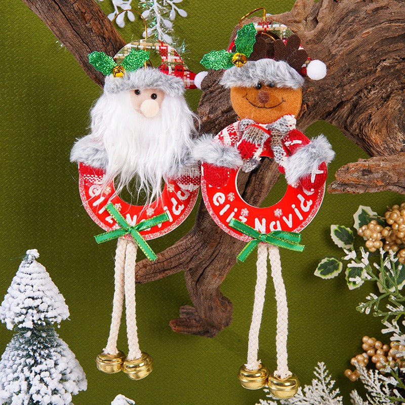 Plush Christmas Hanging Ornament With Festive Gold Bells