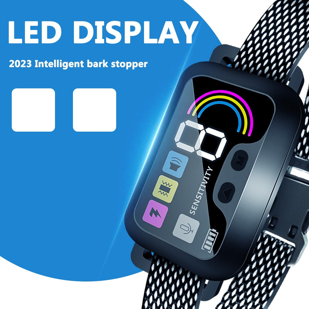 Rechargeable Anti-Bark Collar With Color LED Display