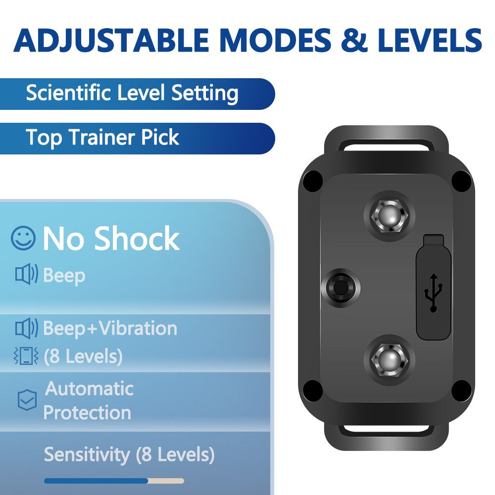 Rechargeable Anti-Bark Collar With Color LED Display