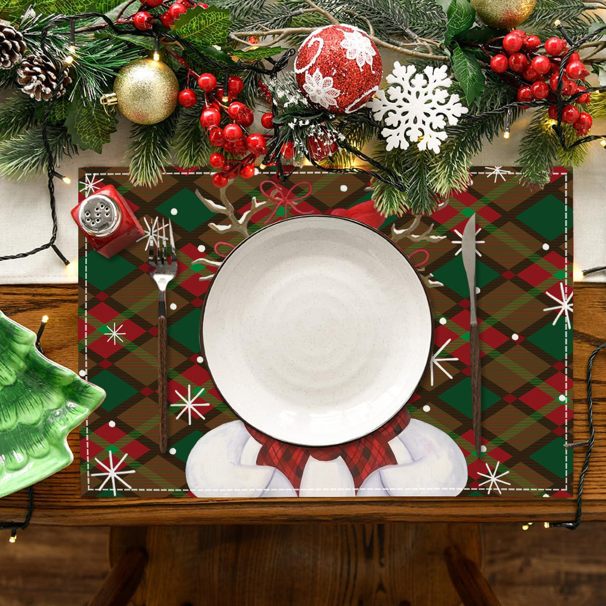 Christmas Plaid Linen Placemats for Festive Tables