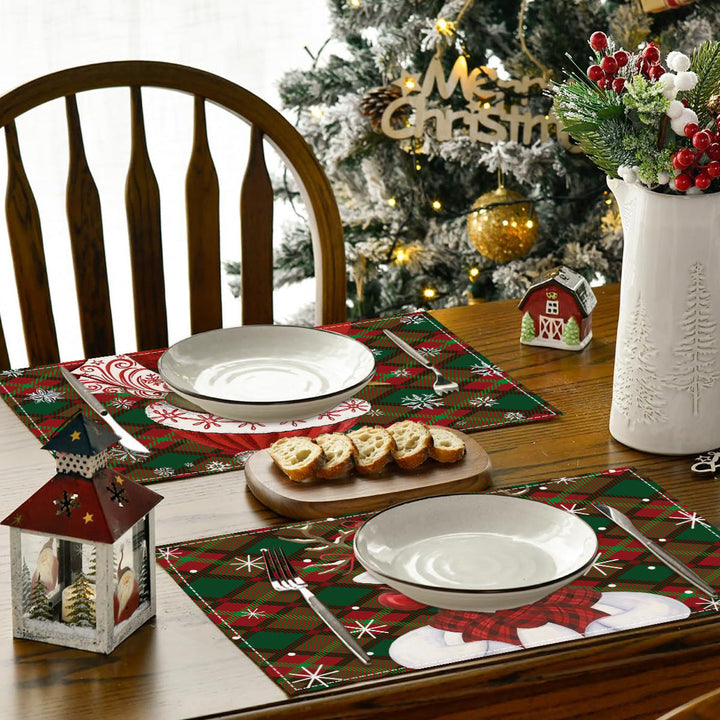 Christmas Plaid Linen Placemats for Festive Tables