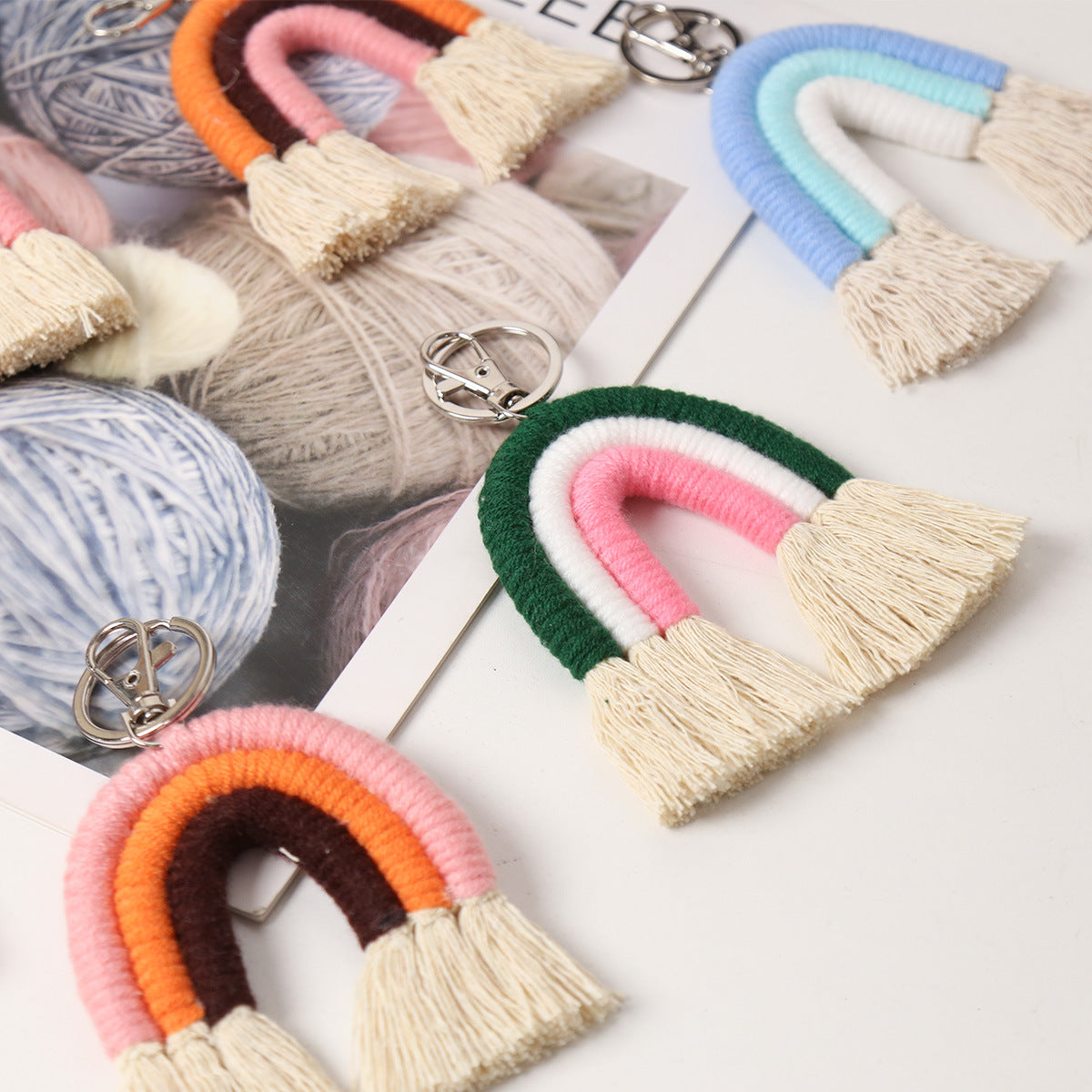 Rainbow Woven Keychain | Colorful Everyday Key Carry