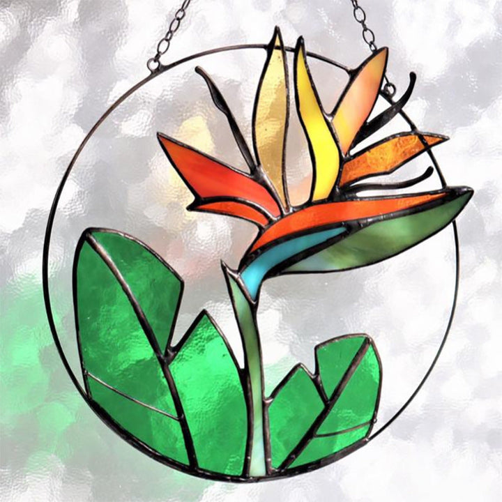 Acrylic Window Pendant Decoration – Colorful Botanical Charm