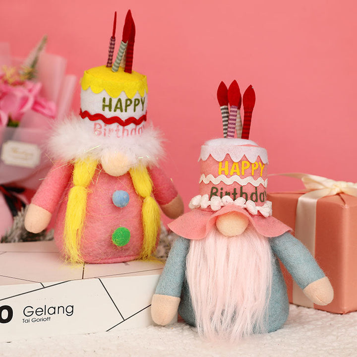Birthday Gnome Doll Cake Hat Tabletop Decoration