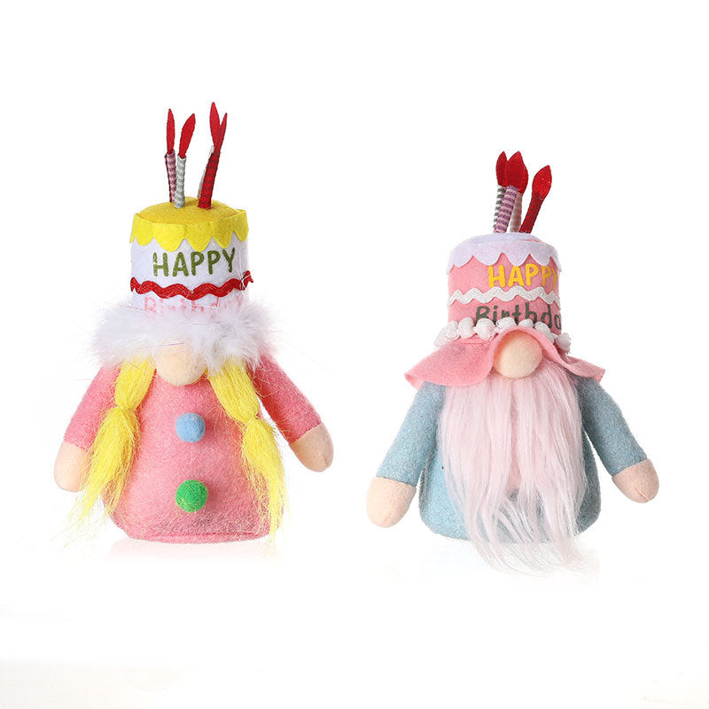Birthday Gnome Doll Cake Hat Tabletop Decoration