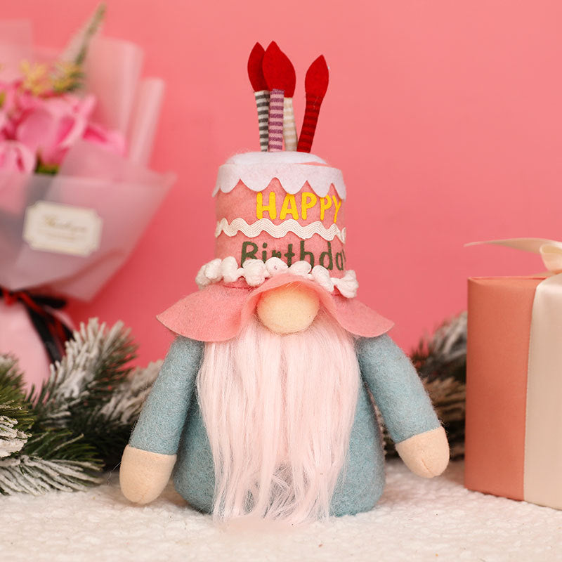 Birthday Gnome Doll Cake Hat Tabletop Decoration