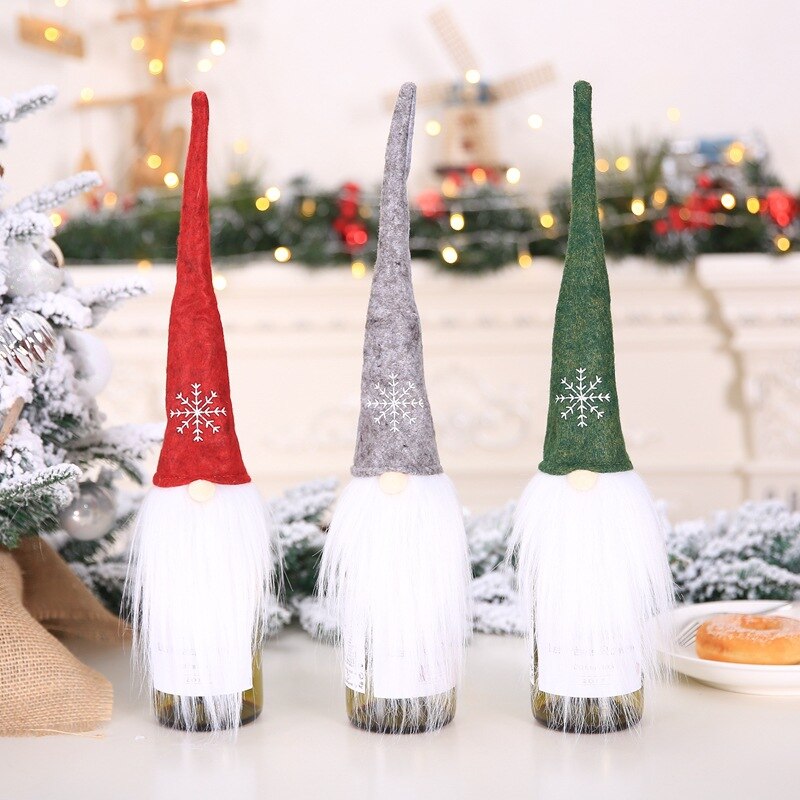 Santa Bottle Cover Set - Christmas Wine Table Decor