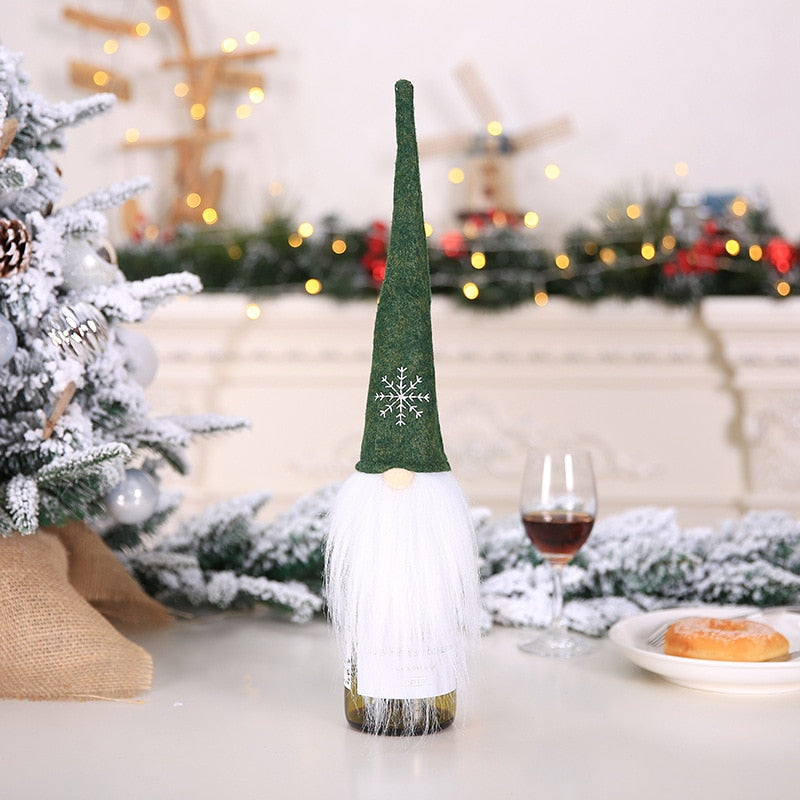 Santa Bottle Cover Set - Christmas Wine Table Decor
