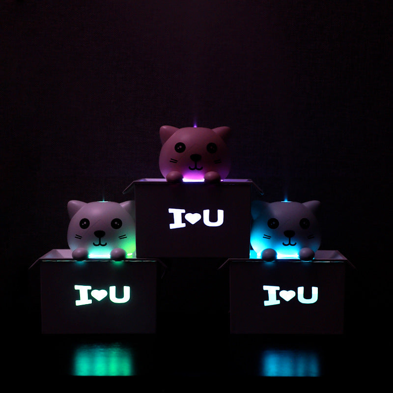 Cat Humidifier for Desk & Bedroom with Night Light