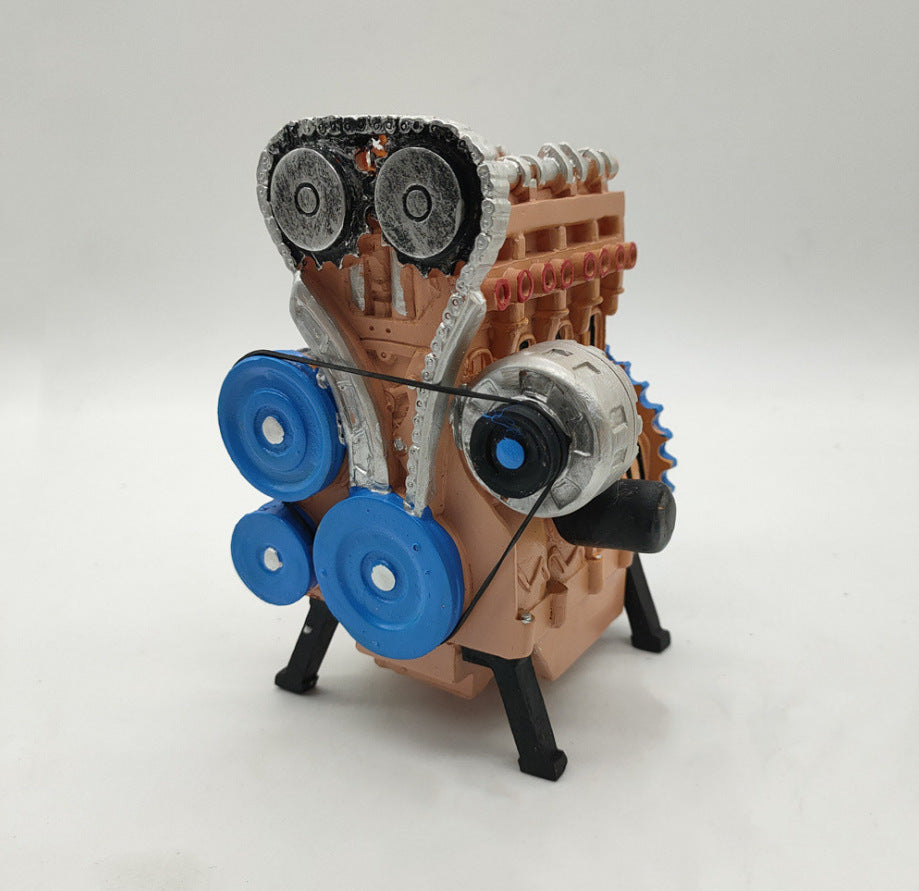 Resin Engine Ornament for Industrial-Style Desk Decor