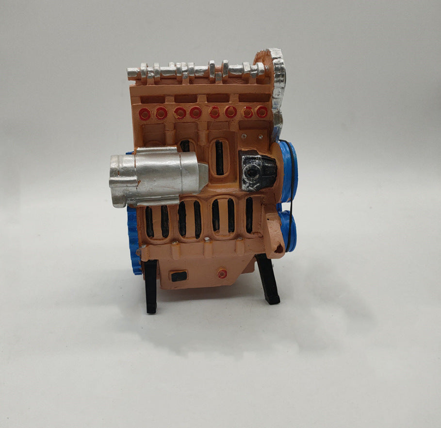Resin Engine Ornament for Industrial-Style Desk Decor