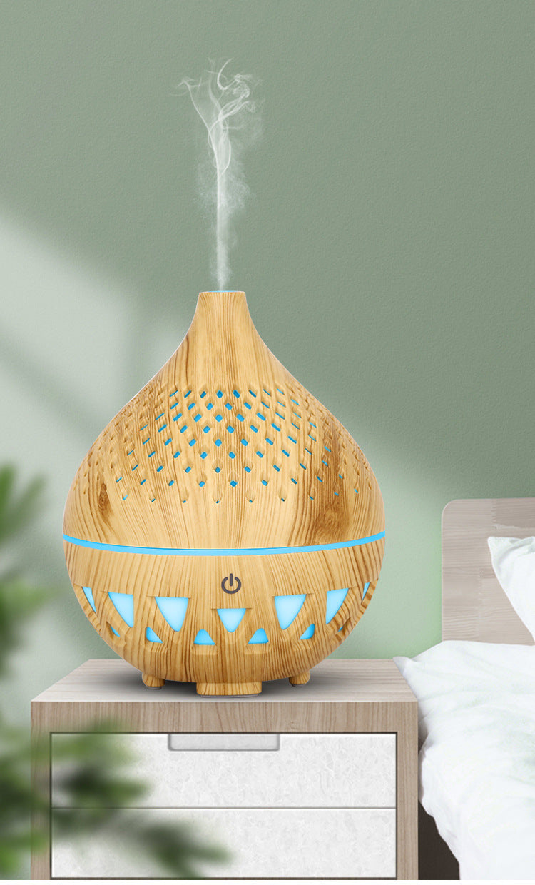 Wood Grain Aromatherapy Diffuser with 7 Color Lights