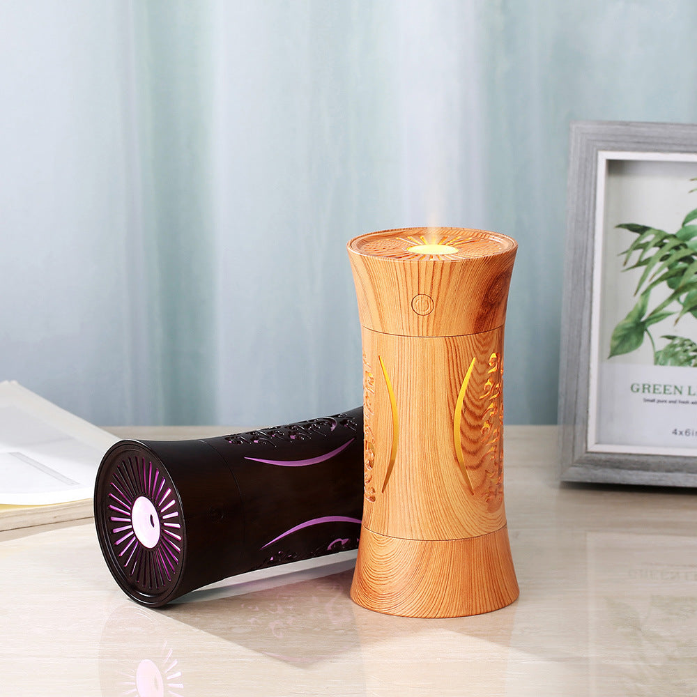 Wood Grain Aromatherapy Humidifier with Colorful LED Light