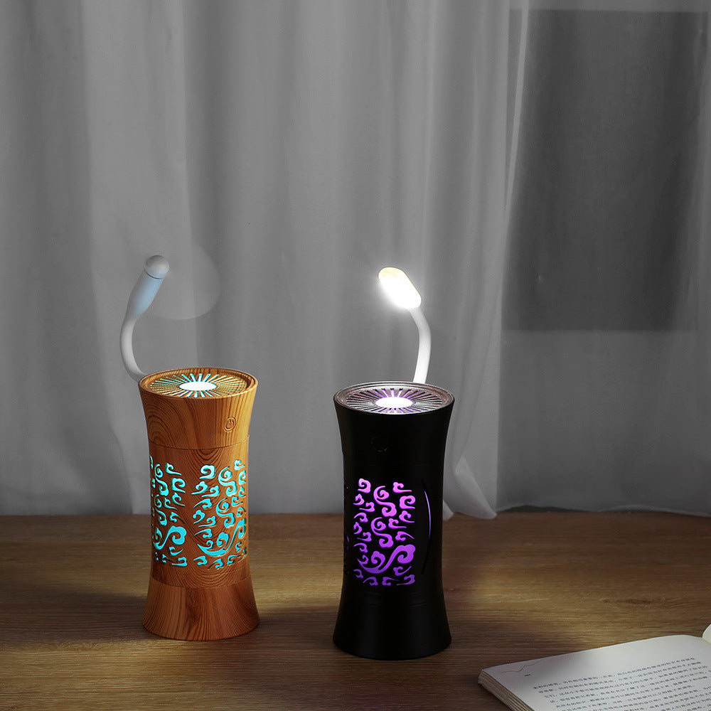 Wood Grain Aromatherapy Humidifier with Colorful LED Light