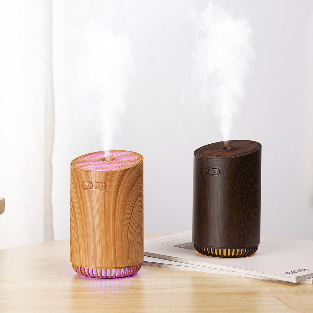 Wood Grain Mini Humidifier with Ambient Night Light