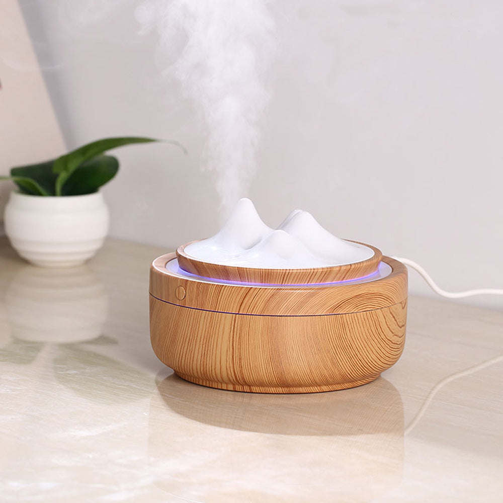 Wood Grain Mountain Humidifier with Night Light