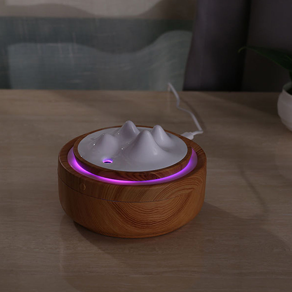 Wood Grain Mountain Humidifier with Night Light