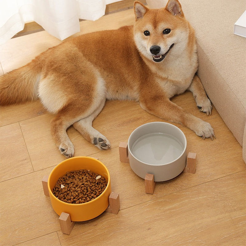 Raised Ceramic Cat Bowl With Stable Anti-Tip Feeding