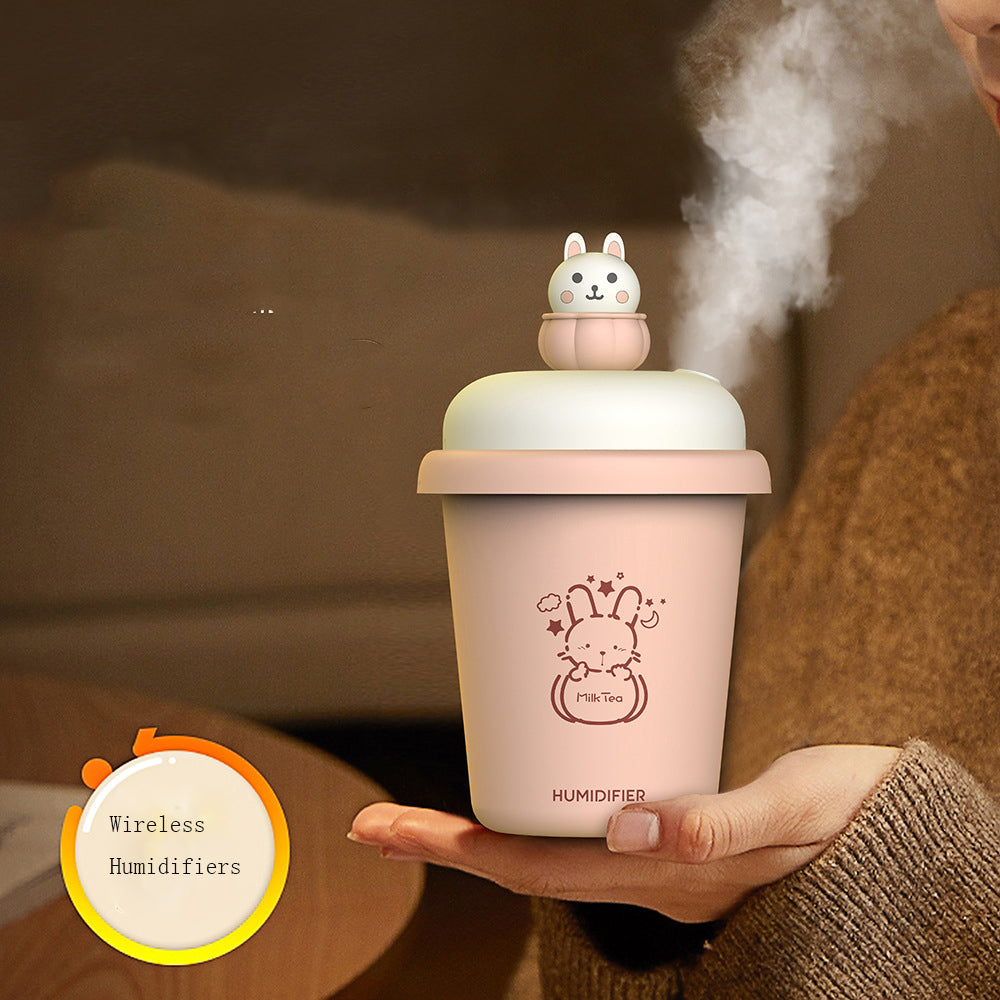Mini USB Humidifier, Cute Milk Tea Cup for Desk & Bedside