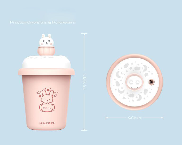Mini USB Humidifier, Cute Milk Tea Cup for Desk & Bedside