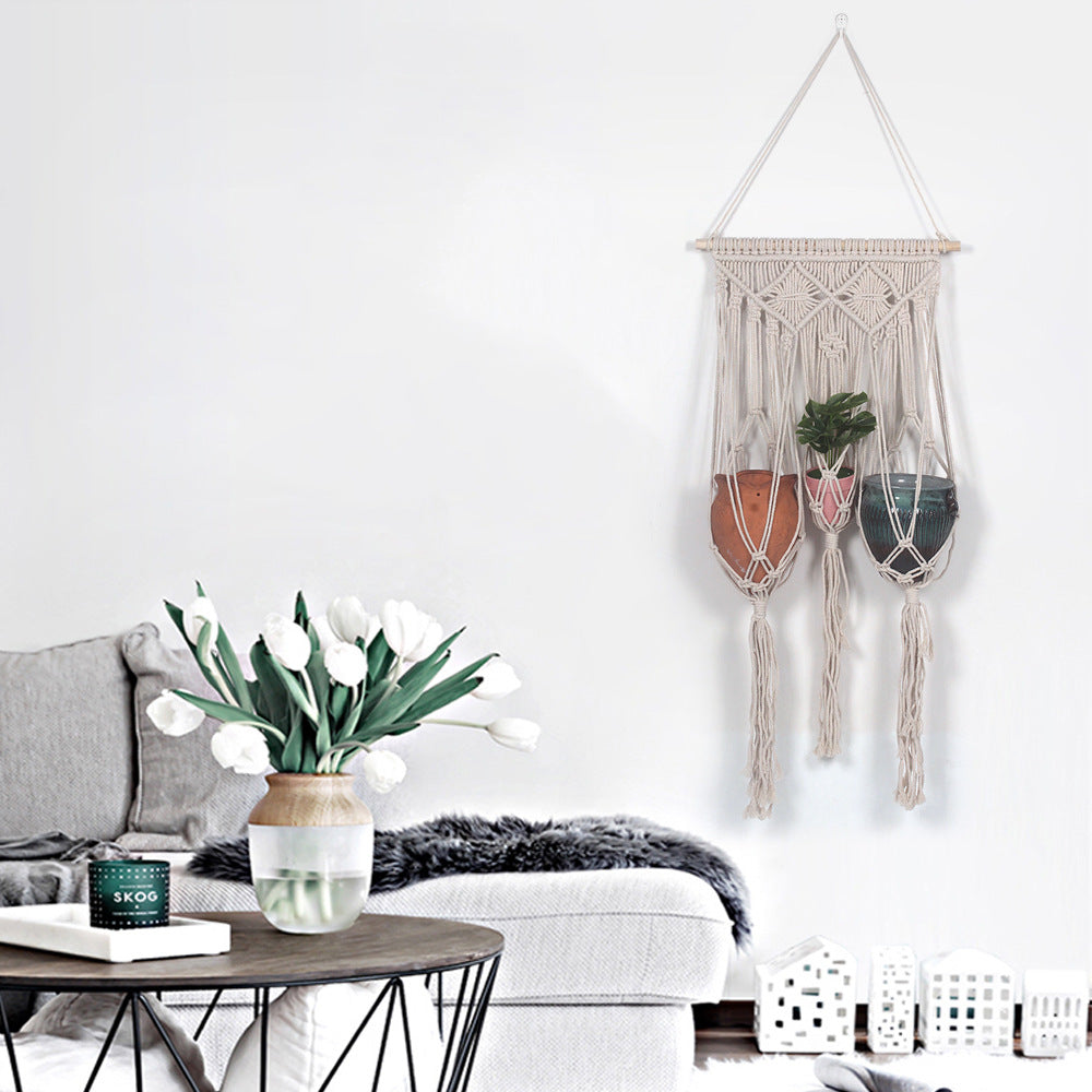 Woven Hanging Planter Tapestry for Vertical Indoor Gardens