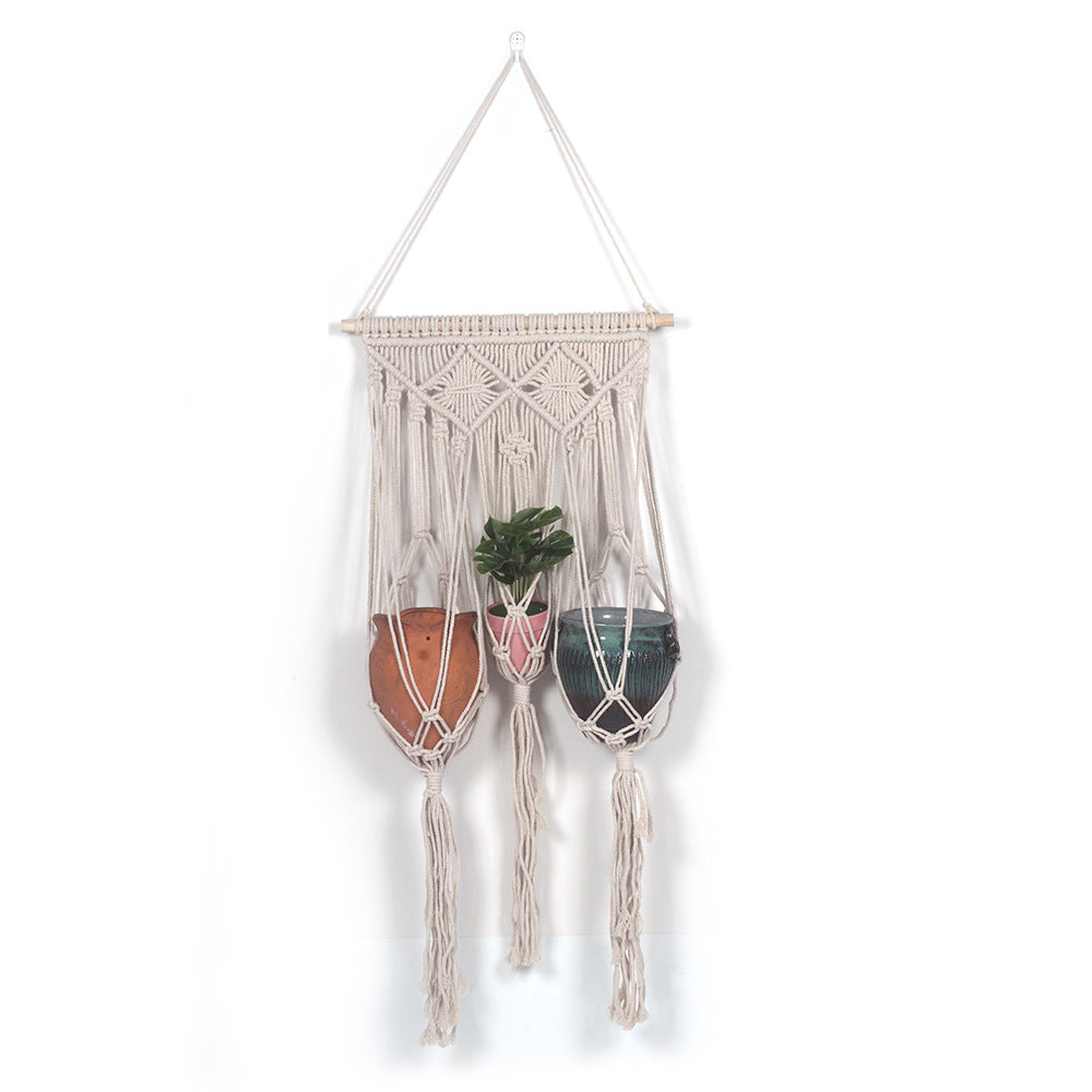 Woven Hanging Planter Tapestry for Vertical Indoor Gardens