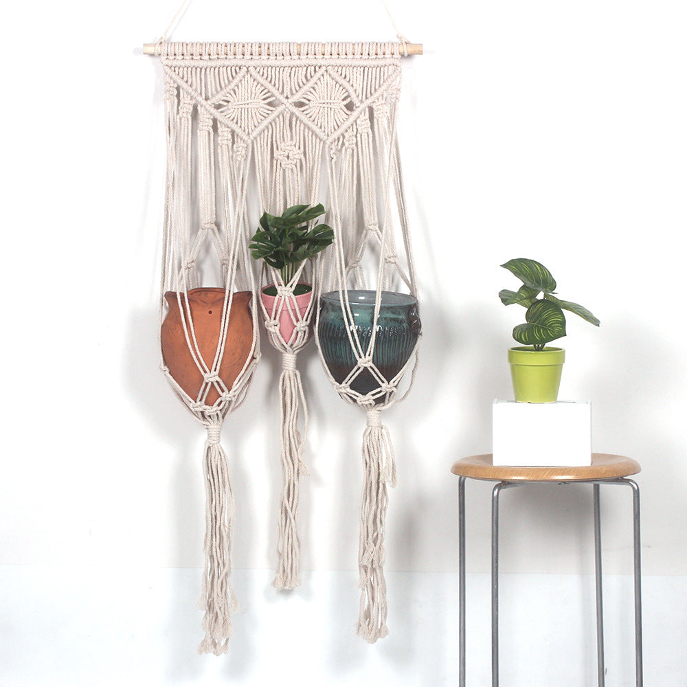Woven Hanging Planter Tapestry for Vertical Indoor Gardens
