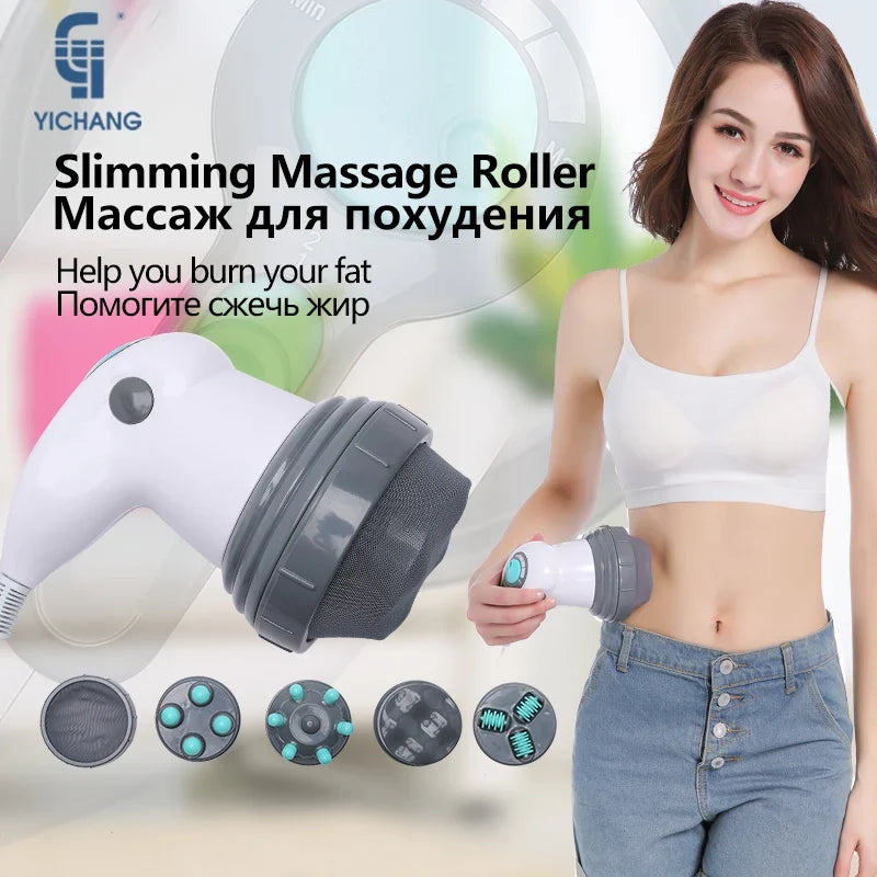 Electric Body Slimming Massage Roller with 5 Attachments