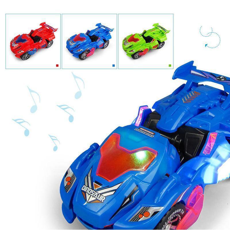 Transforming Dinosaur Car Toy With Multicolor Lights