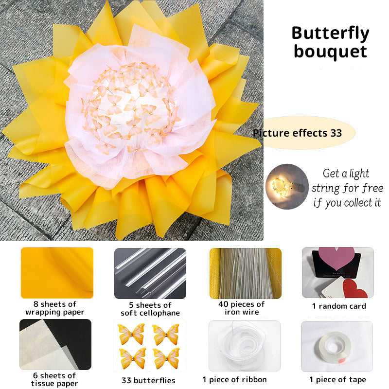 DIY Butterfly Bouquet Kit with Warm Fairy Light Decor