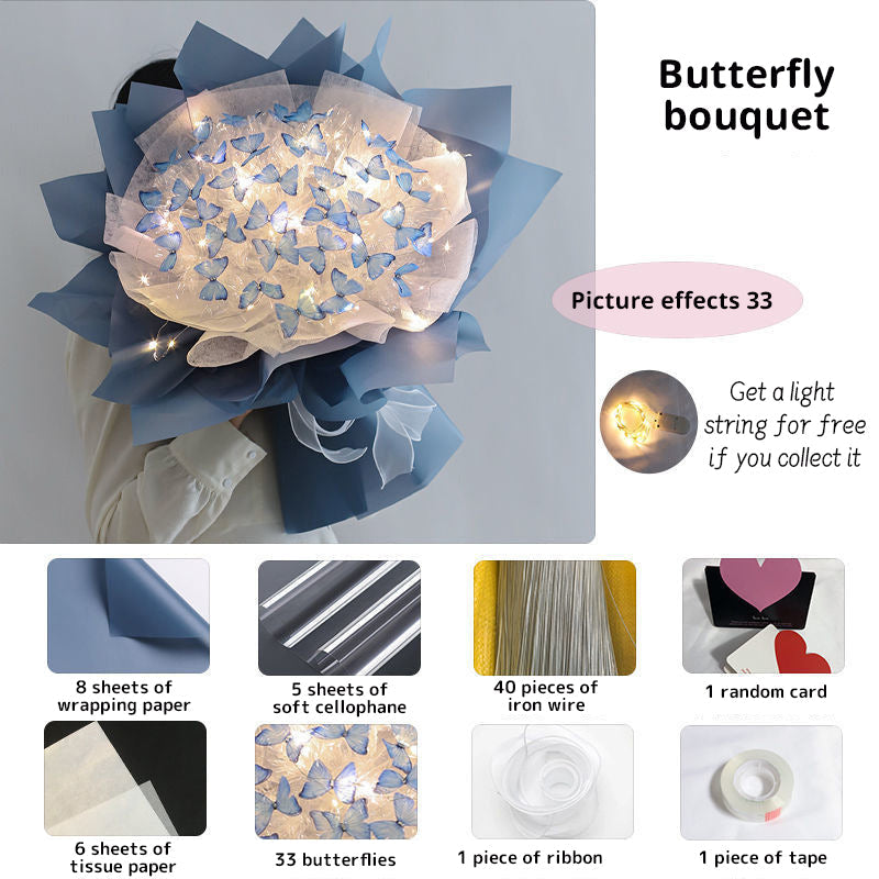 DIY Butterfly Bouquet Kit with Warm Fairy Light Decor