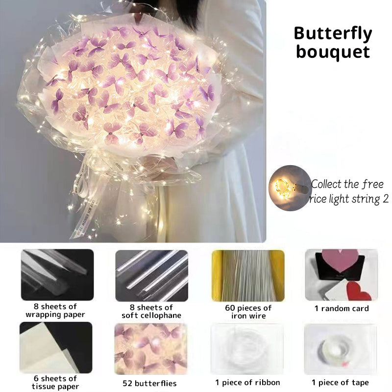 DIY Butterfly Bouquet Kit with Warm Fairy Light Decor